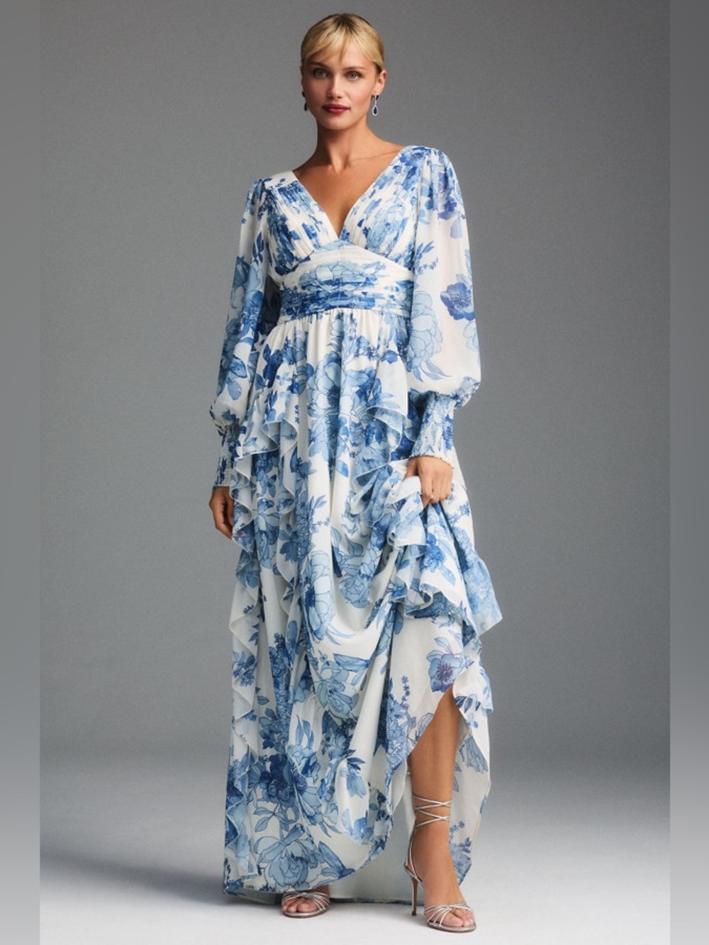 BHLDN Blue Chiffon Dress